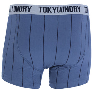 Fenwick (2 Pack) Striped Boxer Shorts Set in Khaki / Indigo - Tokyo Laundry