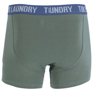 Fenwick (2 Pack) Striped Boxer Shorts Set in Khaki / Indigo - Tokyo Laundry