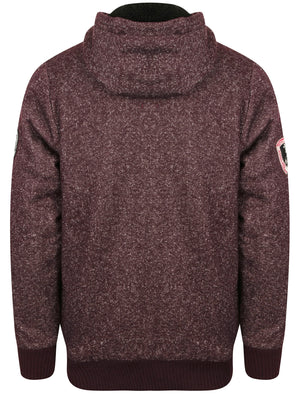 Fiftysixer Borg Lined Hoodie with Badges in Mulled Wine Fleck - Tokyo Laundry