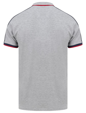Finley Point 2 Cotton Piqué Polo Shirt with Tape Detail In Light Grey Marl - Tokyo Laundry
