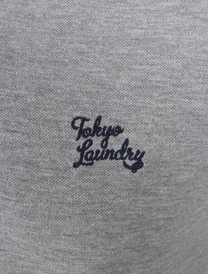 Finley Point 2 Cotton Piqué Polo Shirt with Tape Detail In Light Grey Marl - Tokyo Laundry
