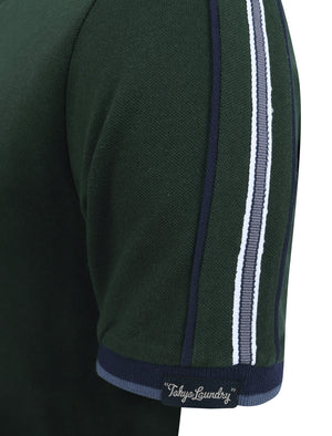Finley Point 2 Cotton Piqué Polo Shirt with Tape Detail In Pine Grove - Tokyo Laundry