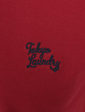 Finley Point 2 Cotton Piqué Polo Shirt with Tape Detail In Rio Red - Tokyo Laundry