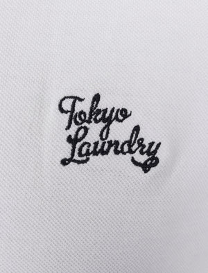 Finley Point Cotton Polo Shirt with Tape Detail In Bright White - Tokyo Laundry