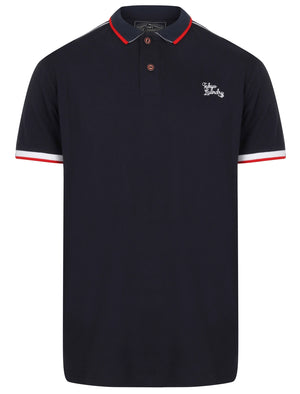 Finley Point Cotton Polo Shirt with Tape Detail In Iris Navy - Tokyo Laundry