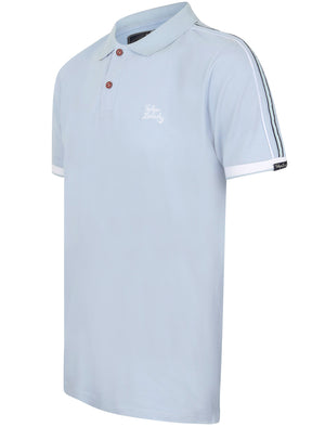 Finley Point Cotton Polo Shirt with Tape Detail In Kentucky Blue - Tokyo Laundry