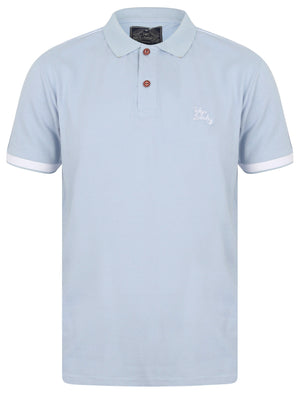 Finley Point Cotton Polo Shirt with Tape Detail In Kentucky Blue - Tokyo Laundry