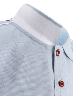 Finley Point Cotton Polo Shirt with Tape Detail In Kentucky Blue - Tokyo Laundry