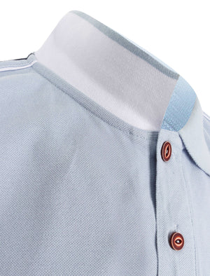 Finley Point Cotton Polo Shirt with Tape Detail In Kentucky Blue - Tokyo Laundry