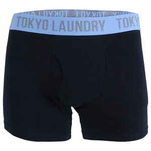 Finsen (2 Pack) Boxer Shorts Set in Placid Blue / Black - Tokyo Laundry
