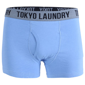 Finsen (2 Pack) Boxer Shorts Set in Placid Blue / Black - Tokyo Laundry