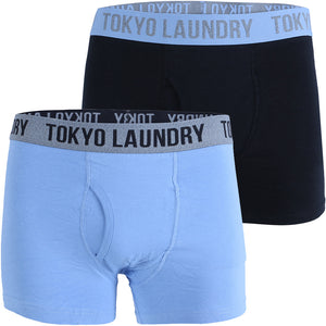 Finsen (2 Pack) Boxer Shorts Set in Placid Blue / Black - Tokyo Laundry