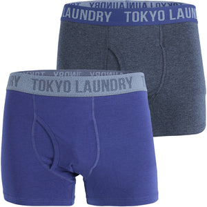 Finsen (2 Pack) Boxer Shorts Set in Cobalt / Dark Grey Marl - Tokyo Laundry