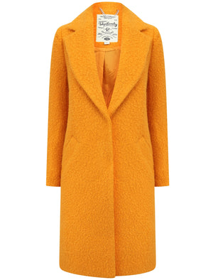 Fortune Textured Boucle Longline Midi Coat In Sunflower - Tokyo Laundry