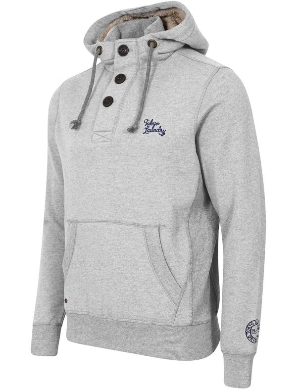 Fox Creek Layered Pullover Hoodie with Borg Lined Hood in Light Grey Marl - Tokyo Laundry