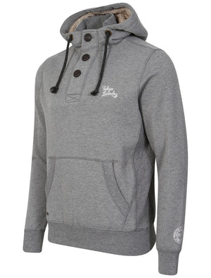 Fox Creek Layered Pullover Hoodie with Borg Lined Hood in Mid Grey Marl - Tokyo Laundry