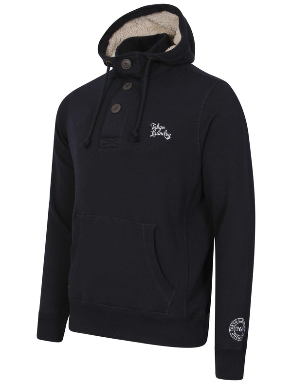 Fox Creek Layered Pullover Hoodie with Borg Lined Hood in Dark Navy - Tokyo Laundry