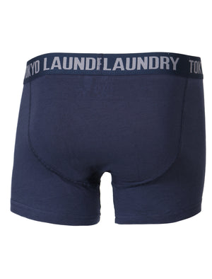 Fraser Island ( 2 Pack) Boxer Shorts in Midnight Blue / Grey Marl Stripes - Tokyo Laundry