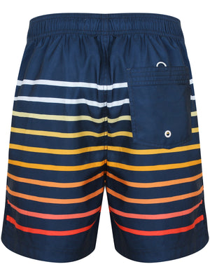 Freemason Ombre Striped Swim Shorts in Midnight Blue - South Shore