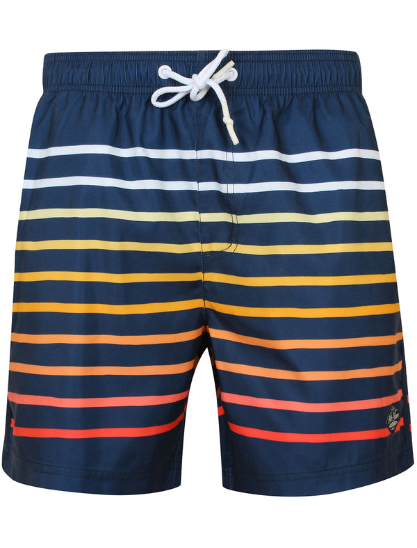 Freemason Ombre Striped Swim Shorts in Midnight Blue - South Shore