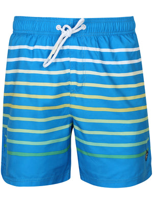 Freemason Ombre Striped Swim Shorts in Swedish Blue - South Shore