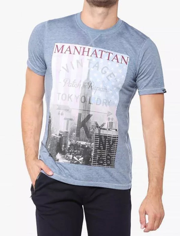 Freeport Motif Burnout T-Shirt In Vintage Indigo - Tokyo Laundry