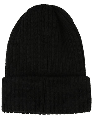 Nicole Ribbed Cable Knit Beanie Hat in Black - Tokyo Laundry