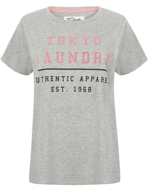 Gabria Crew Neck Cotton Jersey T-Shirt In Light Grey Marl - Tokyo Laundry