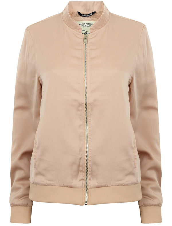 Garland Crushed Satin Bomber Jacket in Dusty Pink - Tokyo Laundry
