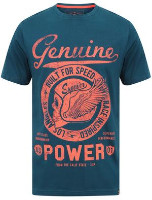 Genuine Motif Cotton T-Shirt In Gibralter Sea - Tokyo Laundry