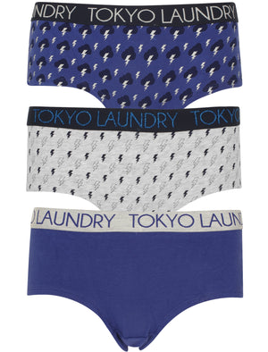 Gianna (3 Pack) Assorted Thunder Bolt  Briefs In Clematis Blue / Light Grey Marl - Tokyo Laundry