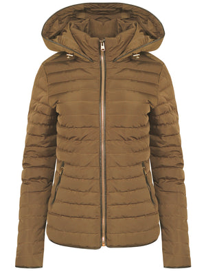 Ginger Quilted Hooded Jacket in Otter - Tokyo Laundry