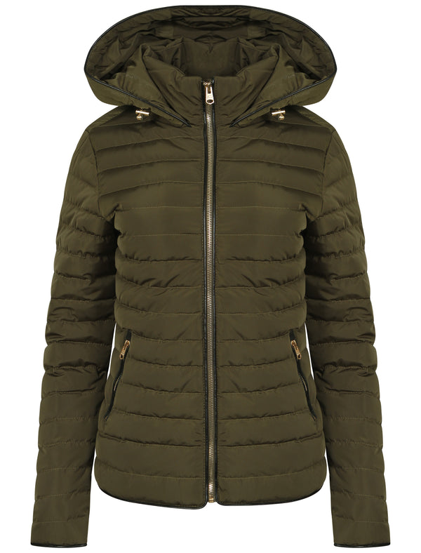 Ginger Quilted Hooded Jacket in Khaki - Tokyo Laundry