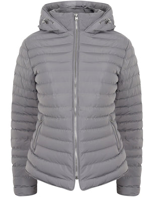Ginger Quilted Hooded Puffer Jacket in Sharkskin - Tokyo Laundry