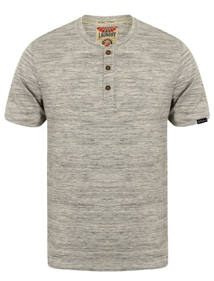Greville Space Dye Henley T-Shirt in Ice Grey Marl / Raven Grey- Tokyo Laundry