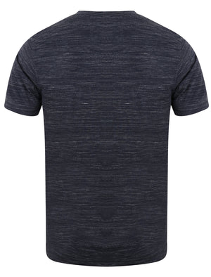 Greville Space Dye Henley T-Shirt in Mood Indigo / Ivory - Tokyo Laundry