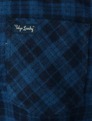 Hadleigh Checked Cotton Flannel Shirt In Estate Blue - Tokyo Laundry