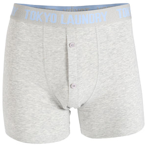 Haggerston (2 Pack) Boxer Shorts Set in Placid Blue / Light Grey Marl - Tokyo Laundry