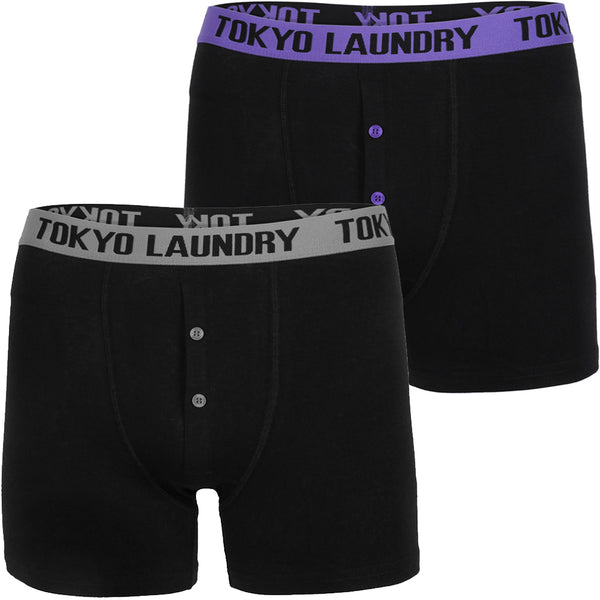 Handley ( 2 Pack ) Boxer Shorts Set in Purple / Mid Grey Marl  - Tokyo Laundry