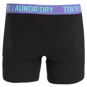 Harden (2 Pack) Boxer Shorts Set in Purple / Agate Green - Tokyo Laundry