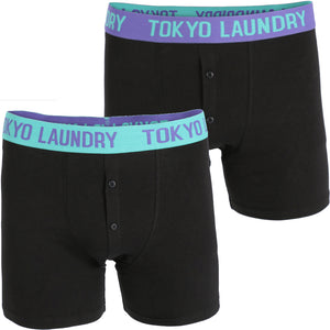 Harden (2 Pack) Boxer Shorts Set in Purple / Agate Green - Tokyo Laundry