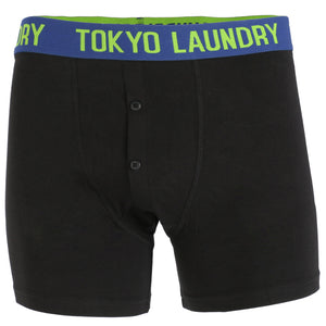 Harden (2 Pack) Boxer Shorts Set in Estate Blue / Green - Tokyo Laundry