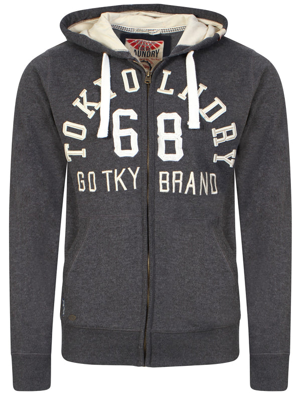 Harlem Cove Zip-up Hoodie in Charcoal Marl - Tokyo Laundry