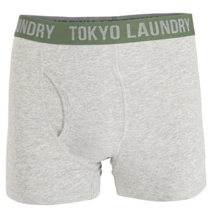 Harleton (2 Pack) Boxer Shorts Set in Olivine Khaki / Grey Marl - Tokyo Laundry