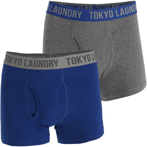 Harleton (2 Pack) Boxer Shorts Set in Estate Blue / Dark Grey Marl - Tokyo Laundry
