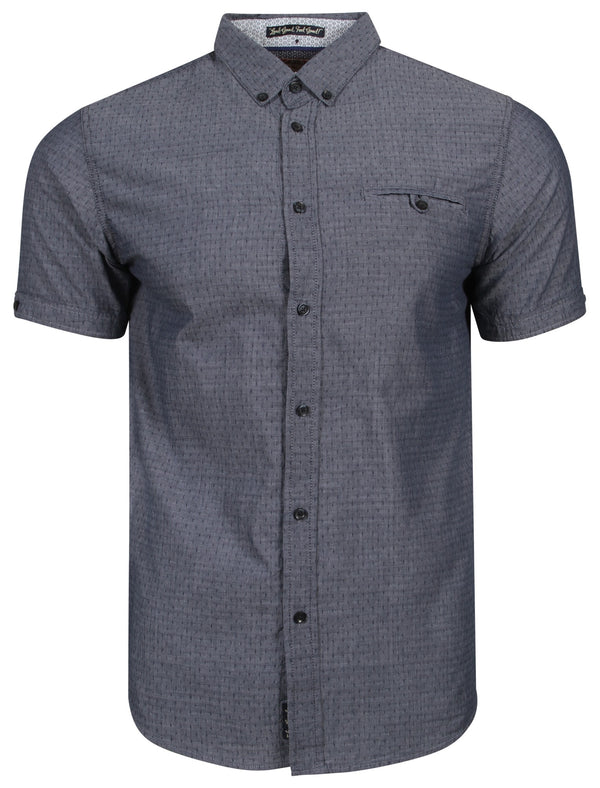 Harlow Short Sleeve Cotton Chambray Shirt in Navy - Tokyo Laundry