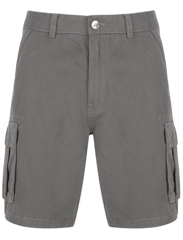 Harness Ottoman Cotton Shorts with Leg Pockets In Castor Gray - Tokyo Laundry