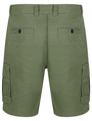 Harness Ottoman Cotton Shorts with Leg Pockets In Dark Olive - Tokyo Laundry