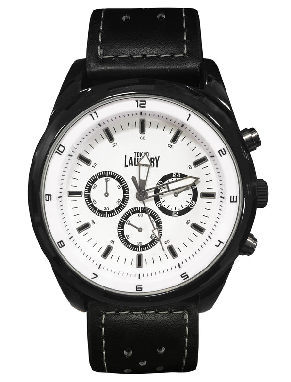 Harris Chronograph Dial Analogue Watch in Black / White - Tokyo Laundry