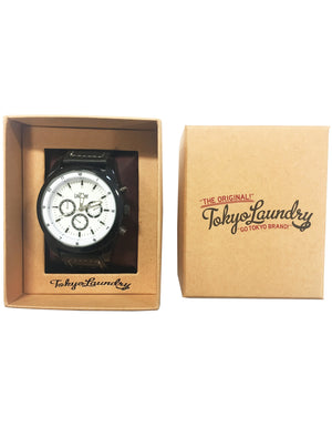 Harris Chronograph Dial Analogue Watch in Black / White - Tokyo Laundry